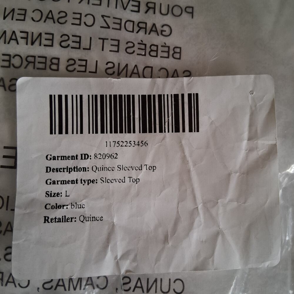 Quince Blue 100% euro linen chambray striped button up blouse women's Large NWT - Picture 8 of 9